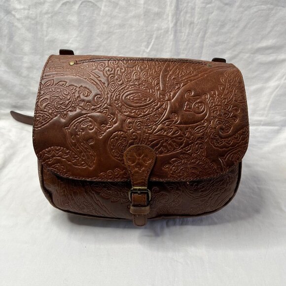 Patricia Nash Tooled Leather Crossbody Western Boho Saddle Bag - Picture 2 of 16